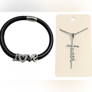 Faith Necklace & Love Bracelet Set • Inspirational Gift, Jewelry Set
